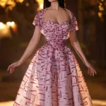 Innocent pink bolero-style gown
