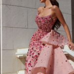 Blossoms pink bustier gown